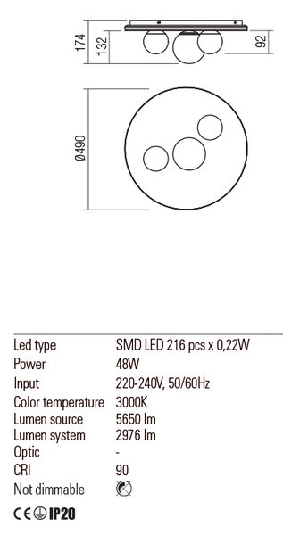 Redo Stropní LED svítidlo Corum 3 Barva: Černá