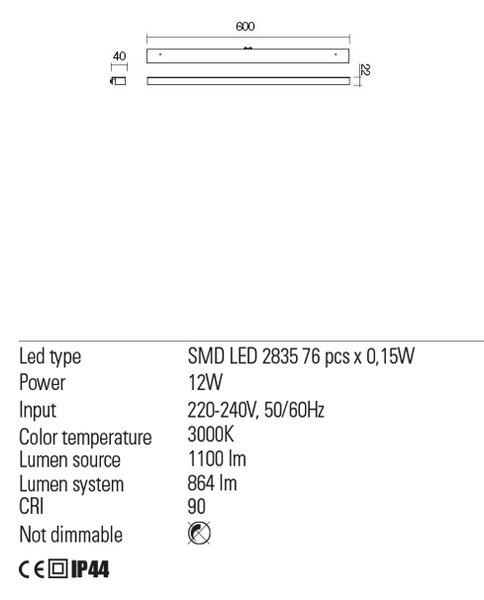 Redo Nástěnná LED lampa Ermes, d: 60cm, IP44 Teplota světla: 3000K - teplá bílá