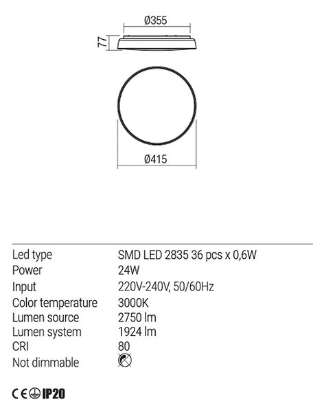 Redo Stropní LED svítidlo Erie, ø41,5cm Barva: Bílá