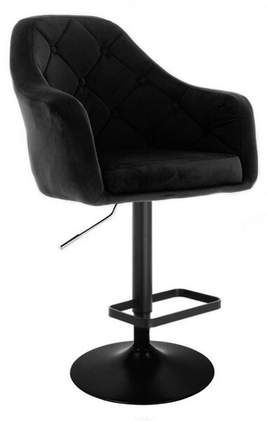 Barová židle ANDORA VELUR na černém talíři - černá