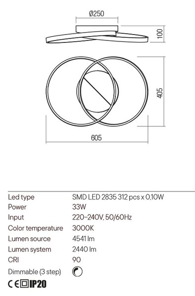 Redo Stropní LED svítidla Espiral, ø61cm Barva: Černá