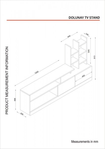 Hanah Home Obývací stěna Dolunay 164,4 cm bílá
