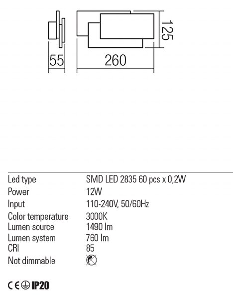 Redo Nástěnné LED svítidlo Gamer hranaté 26cm
