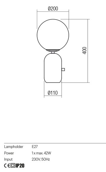 Redo Stolní lampa Helios, v: 40cm Barva: Černá