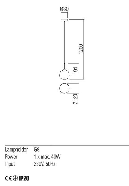 Redo Závěsná lampa Kiwi 1