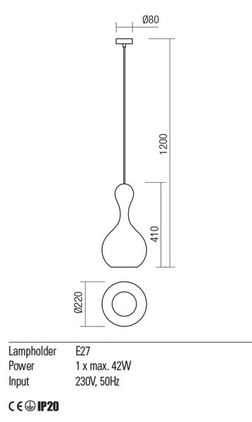 Redo Závěsné svítidlo Lob, ø22cm Barva: Kouřová
