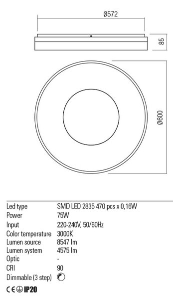 Redo Stropní LED svítidlo Maya kulaté, ø60cm Barva: Bílá