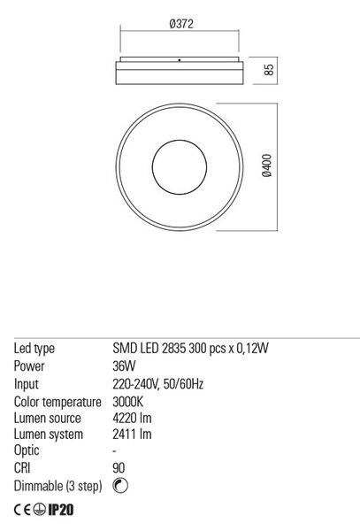 Redo Stropní LED svítidlo Maya kulaté, ø40cm Barva: Bílá