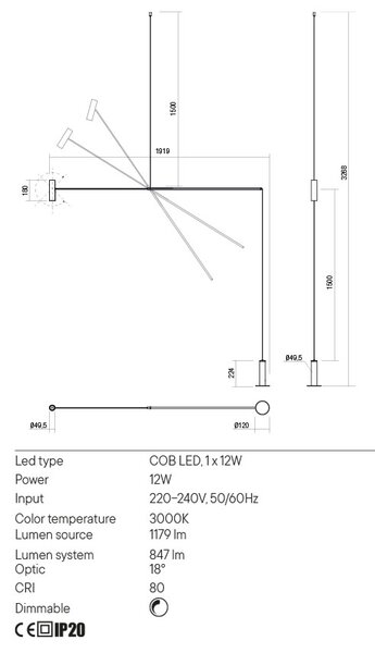 Redo Stojací LED lampa Picas