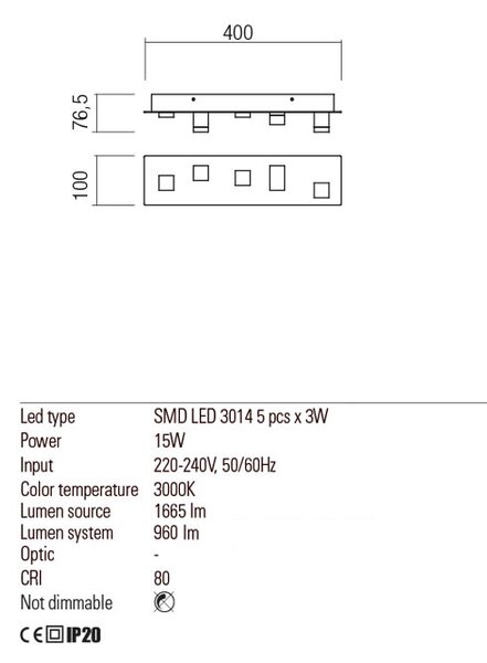 Redo Nástěnné/stropní LED svítidlo Pixel Barva: Bílá