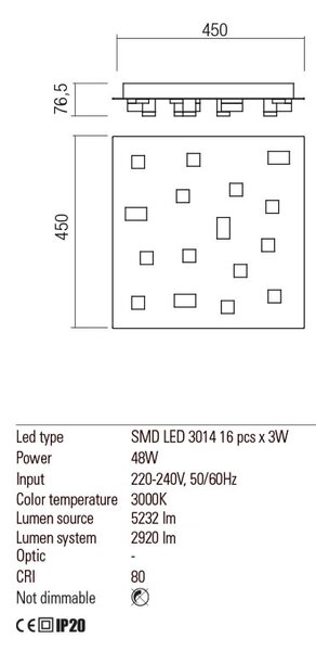 Redo Stropní LED svítidlo Pixel, ø45cm Barva: Bílá
