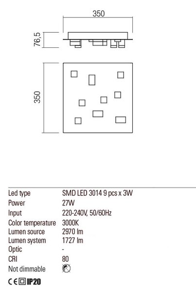 Redo Stropní LED svítidlo Pixel, ø35cm Barva: Bílá