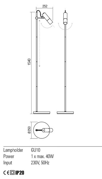 Redo Stojací lampa Pivot Barva: Bílá