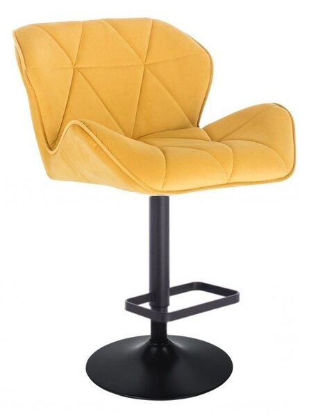 LuxuryForm Barová židle MILANO VELUR na černé kulaté podstavě - žlutá