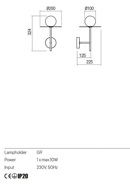 Redo Nástěnná lampa Plato Barva: Zlatá