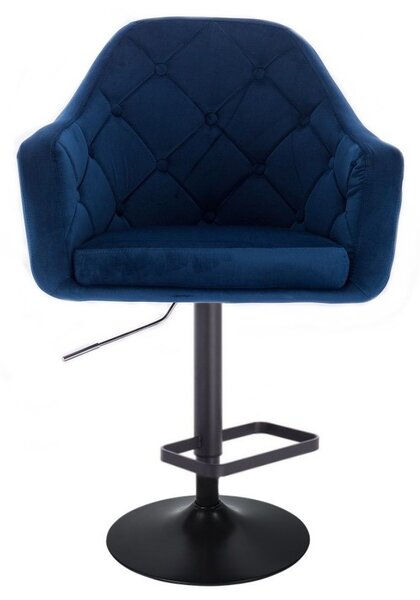LuxuryForm DESIGN Barová židle ANDORA VELUR na černé kulaté podstavě - modrá