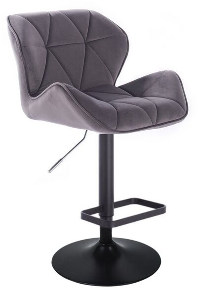 LuxuryForm Barová židle MILANO VELUR na černé kulaté podstavě - tmavě šedá