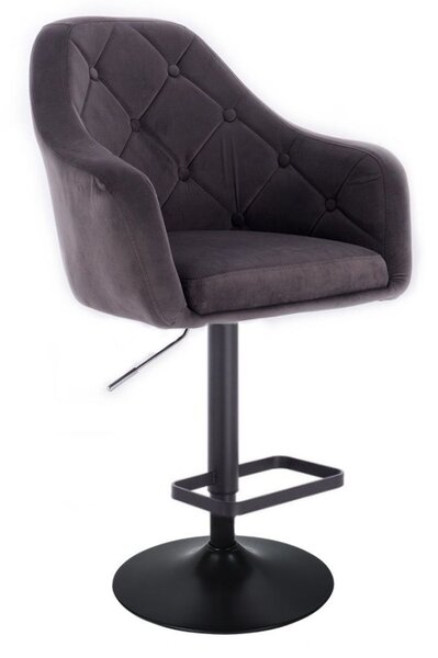 LuxuryForm Barová židle ANDORA VELUR na černém talíři - šedá