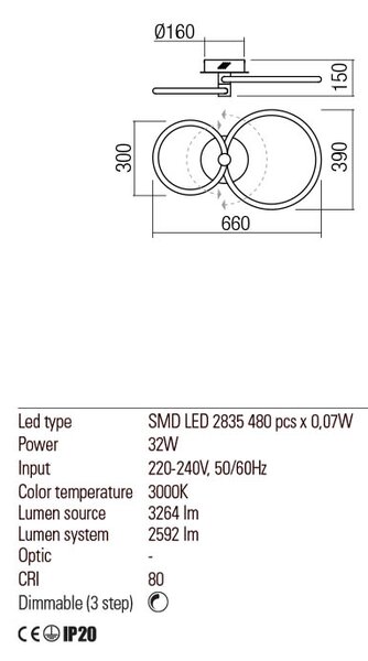 Redo Stropní LED svítidlo Spell, ø66cm Barva: Bílá