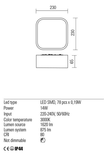 Redo Stropní LED svítidlo Screen IP, d.23cm Barva: lesklý chrom