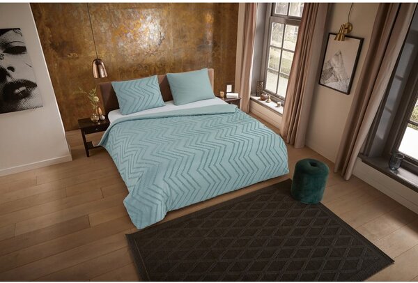 Světle zelené prodloužené povlečení na jednolůžko z mikrovlákna 140x220 cm Pure Zigzag – Good Morning