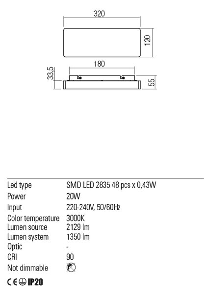 Redo Nástěnné LED svítidlo Tablet, d: 32cm Barva: lesklý chrom