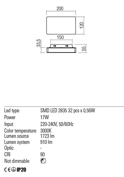 Redo Nástěnné LED svítidlo Tablet, d: 20cm Barva: lesklý chrom