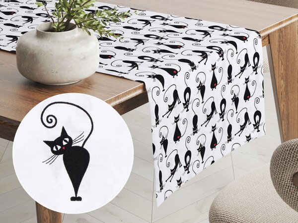 Biante Dětský bavlněný běhoun na stůl Sandra SA-019 Černé kočky 20x120 cm