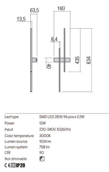 Redo Nástěnná LED lampa Tangent, dvojitá levá varianta Barva: Bílá