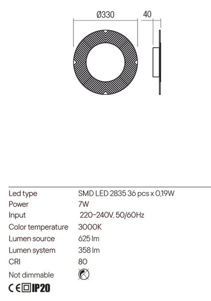 Redo Nástěnné LED svítidlo Tatoo, ø33cm Barva: Bílá
