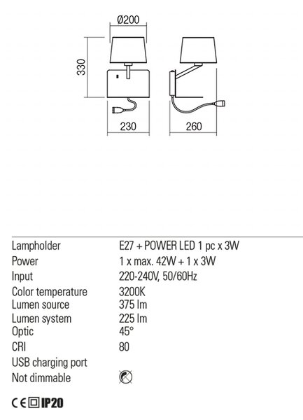Redo Nástěnná LED lampa Tomo Barva: Béžová