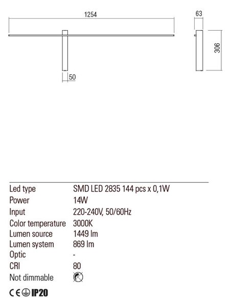Redo Nástěnná LED lampa Tangent, pravá varianta Barva: Bílá