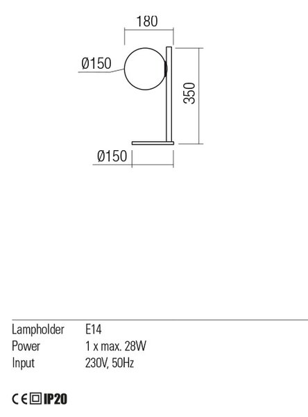 Redo Stolní lampa Talis Barva: Černá
