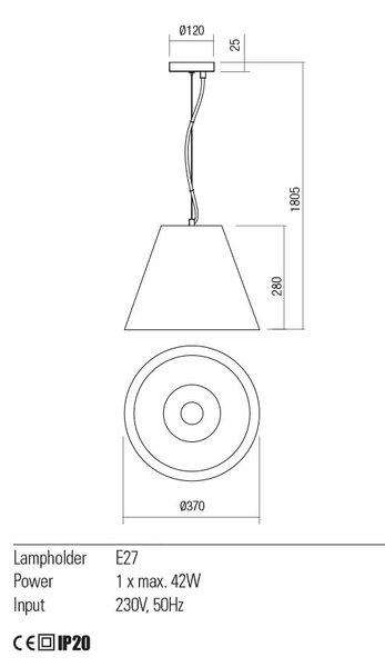 Redo Závěsná lampa Tessa, ø37cm