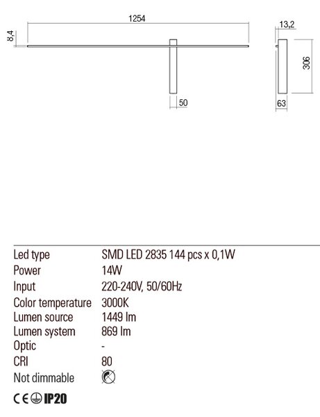 Redo Nástěnná LED lampa Tangent, levá varianta Barva: Černá