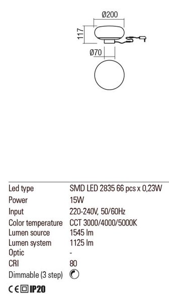 Redo Stolní LED lampa Ubis, ø20cm