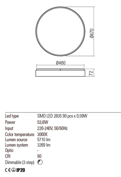 Redo Stropní LED svítidlo Yomo kulaté, ø47cm Barva: Zlatá