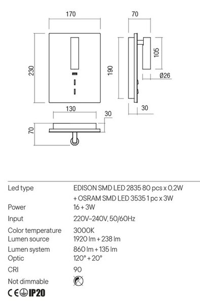 Redo Nástěnné LED svítidlo Zen Barva: Bronz