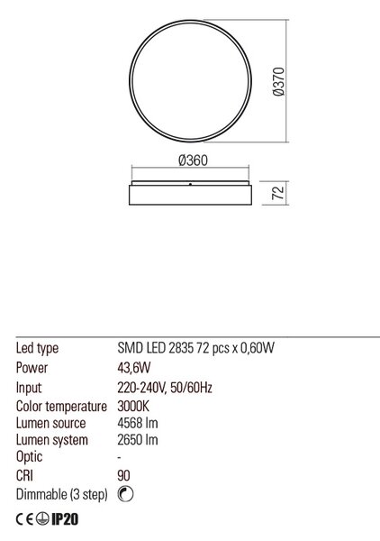Redo Stropní LED svítidlo Yomo kulaté, ø37cm Barva: Bílá
