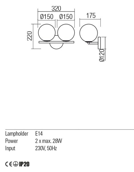 Redo Nástěnná lampa Talis 2 Barva: Černá