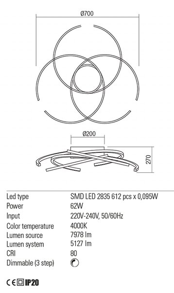 Redo Stropní LED svítidlo Alien, ø70cm Barva: Bronzová, Teplota světla: 3000K - teplá bílá