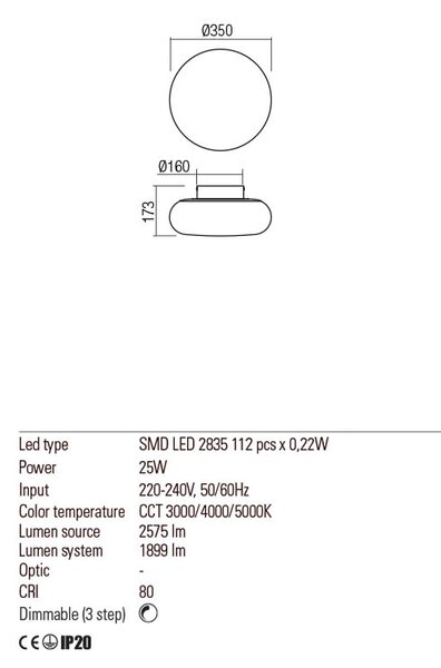 Redo Stropní LED svítidlo Ubis, ø35cm