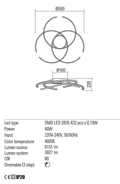 Redo Stropní LED svítidlo Alien, ø50cm Barva: Bronzová, Teplota světla: 3000K - teplá bílá