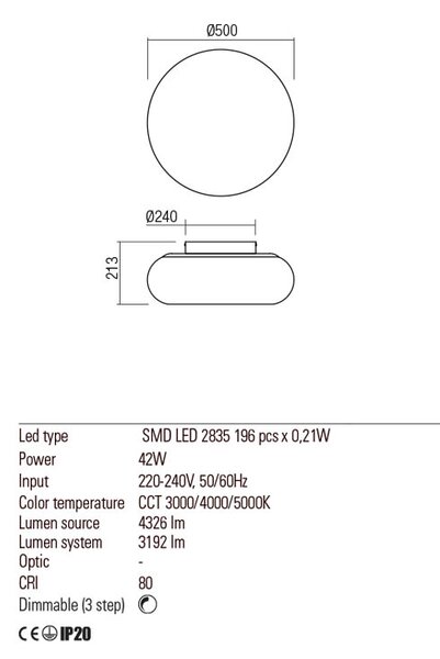 Redo Stropní LED svítidlo Ubis, ø50cm