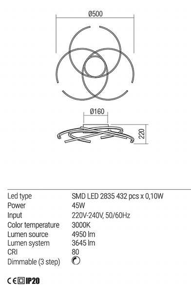 Redo Stropní LED svítidlo Alien, ø50cm Barva: Bronzová, Teplota světla: 3000K - teplá bílá
