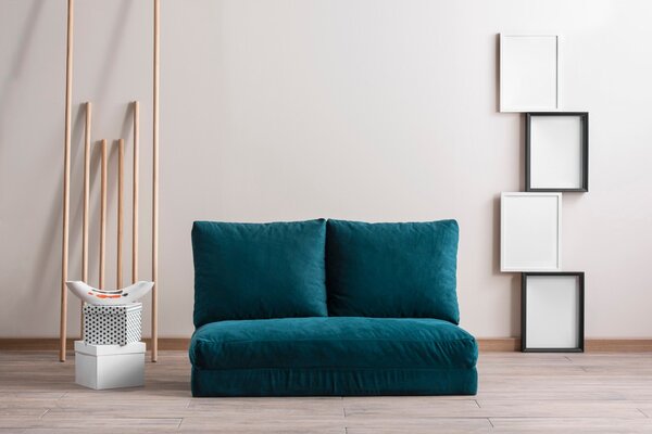 Hanah Home 2-místná víceúčelová pohovka Taida 120 cm petrolejová