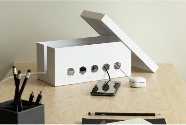Bílý kartonový organizér na kabely Cordy Paper Laminate – Bigso