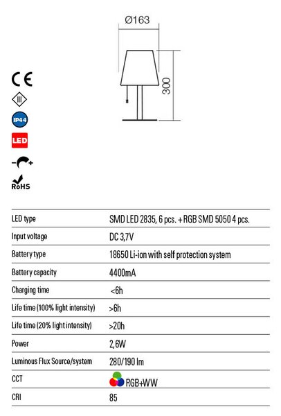 Redo Venkovní lampa PINO PORTABLE, IP44 Barva: Antracit