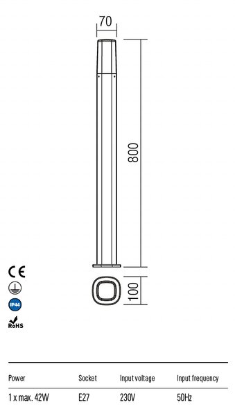 Redo Venkovní sloupkové svítidlo Crayon v:800mm Barva: Hnědá