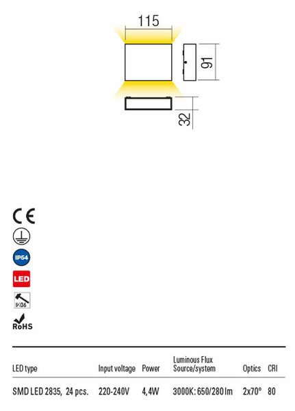 Redo Venkovní nástěnné svítidlo Kamal d:115mm Barva: Bílá, Chromatičnost: 3000K